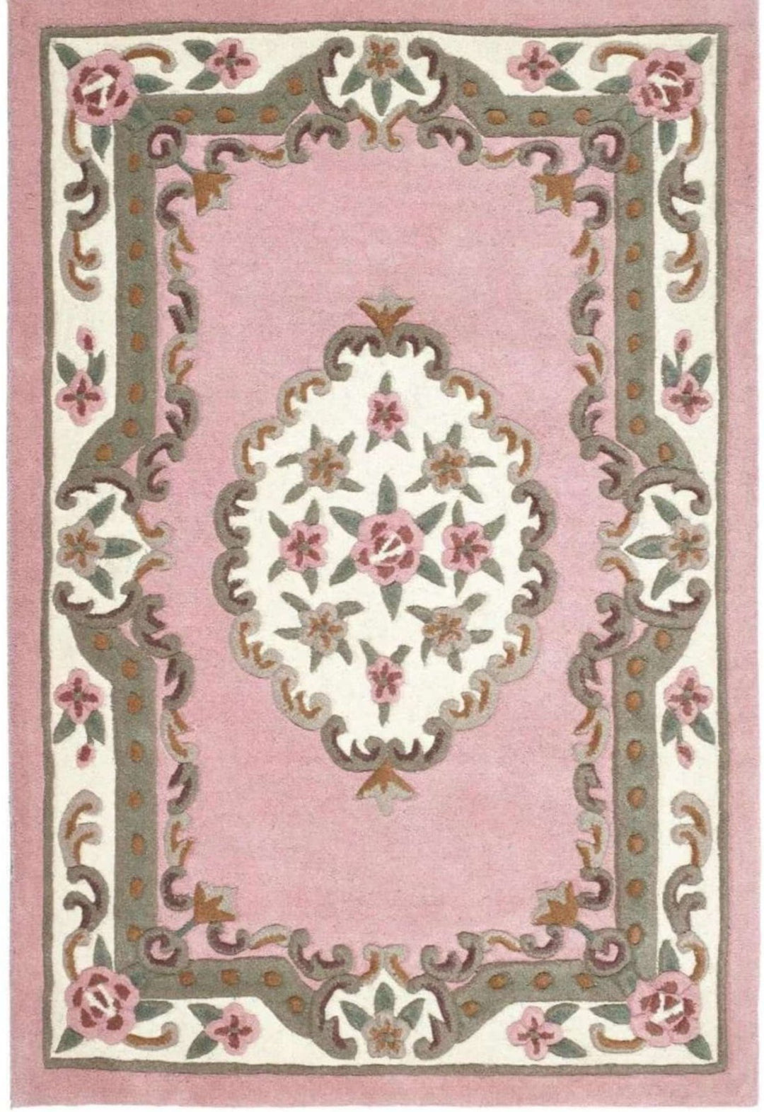 Shensi Pink Medallion Rug | Traditional Hand-Tufted Wool Rug