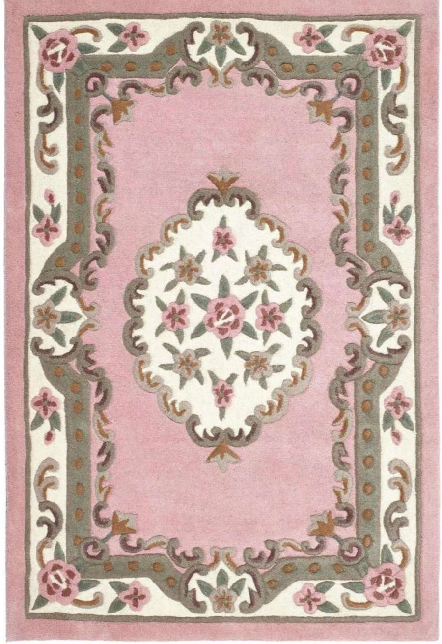 Shensi Pink Medallion Rug | Traditional Hand-Tufted Wool Rug