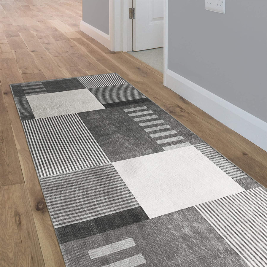 Tokyo Geo Blocks Grey Rug | Modern Design | The Rugs