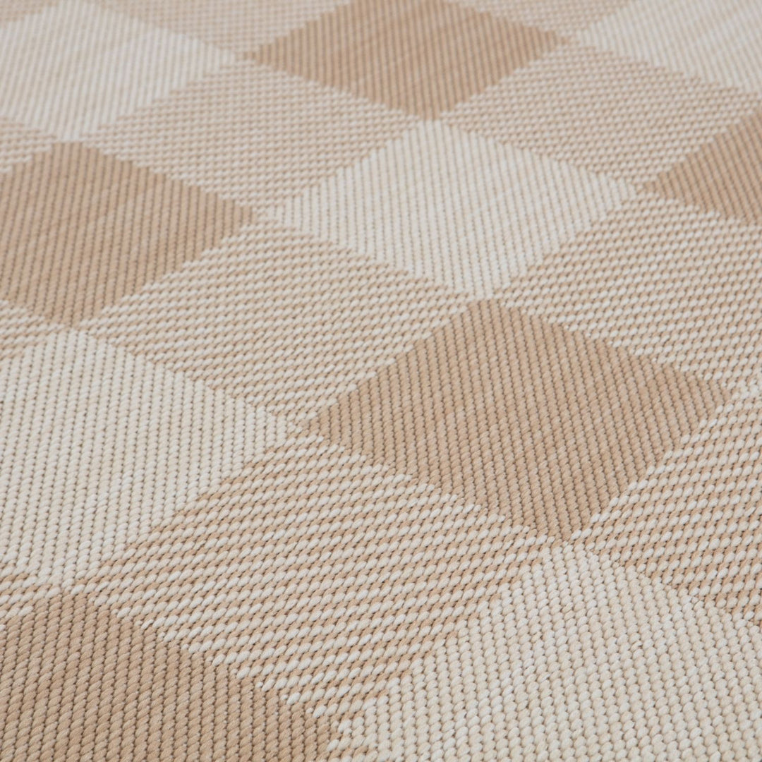 Beige Checkered Outdoor Rug for Garden | The Rugs