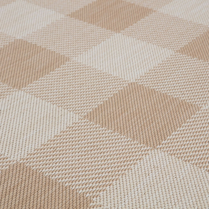Beige Checkered Outdoor Rug for Garden | The Rugs