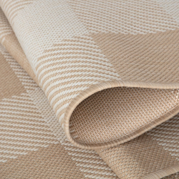 Beige Checkered Outdoor Rug for Garden | The Rugs