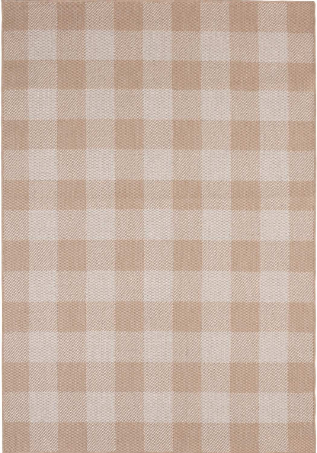 Beige Checkered Outdoor Rug for Garden | The Rugs