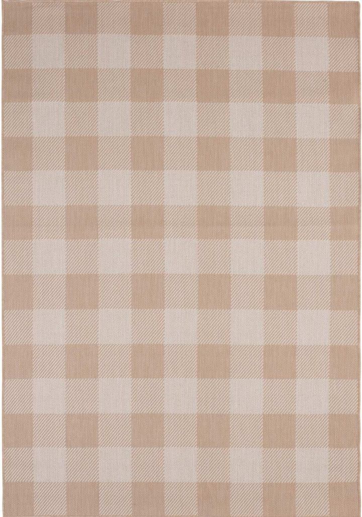 Beige Checkered Outdoor Rug for Garden | The Rugs