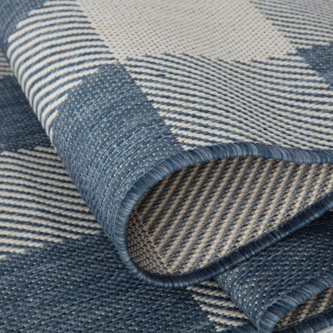 Blue Checkered Outdoor Rug for Garden | Shop The Rugs
