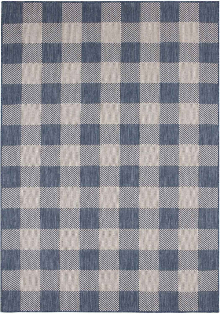 Blue Checkered Outdoor Rug for Garden | Shop The Rugs