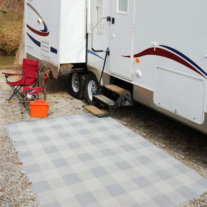 Grey Checkered Outdoor Rug | Garden Elegance | The Rugs
