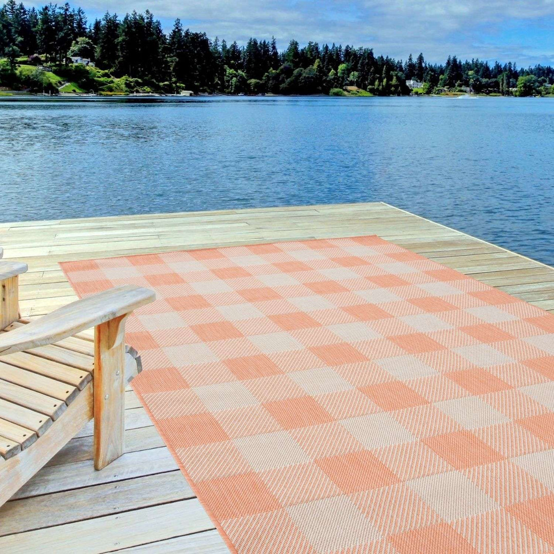 Outdoor-Indoor Rug Orange Geometric Design Weather-Proof | The Rugs