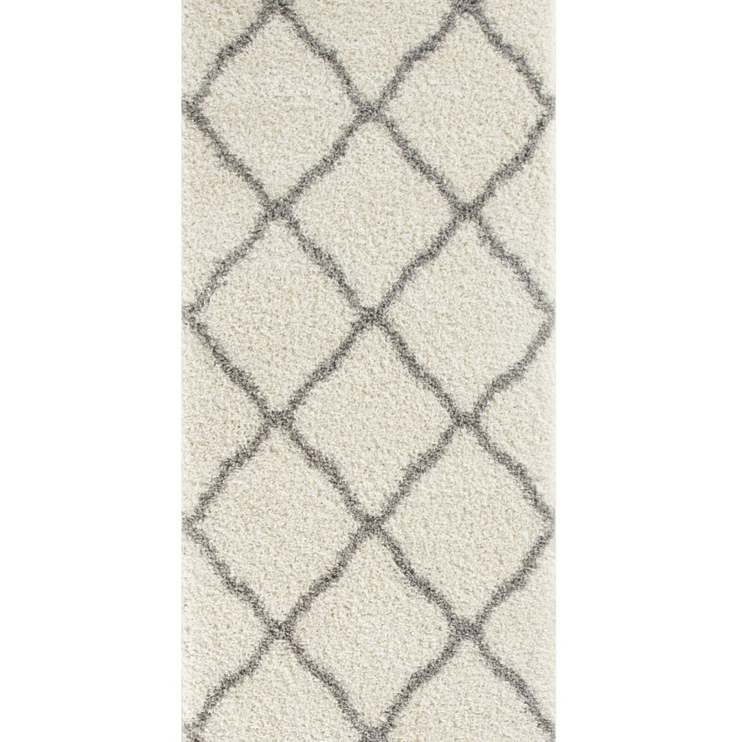 Moroccan Design Thick Shaggy Area Rugs Ivory