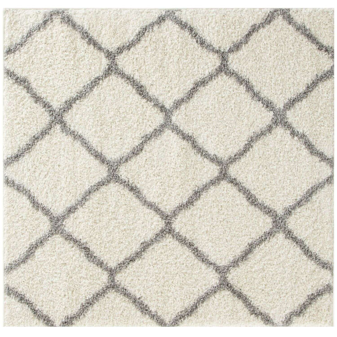 Moroccan Design Thick Shaggy Area Rugs Ivory