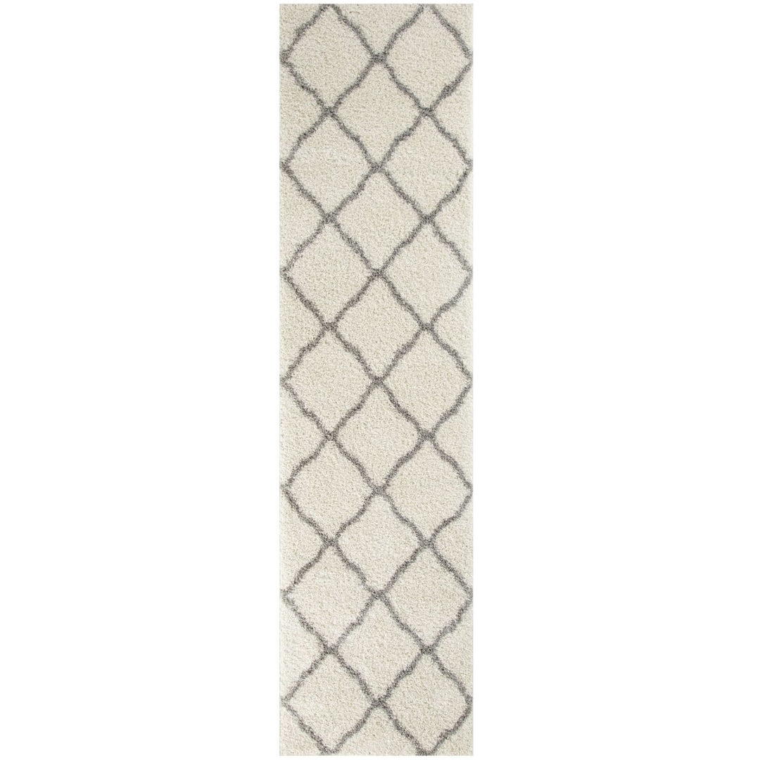 Moroccan Design Thick Shaggy Area Rugs Ivory