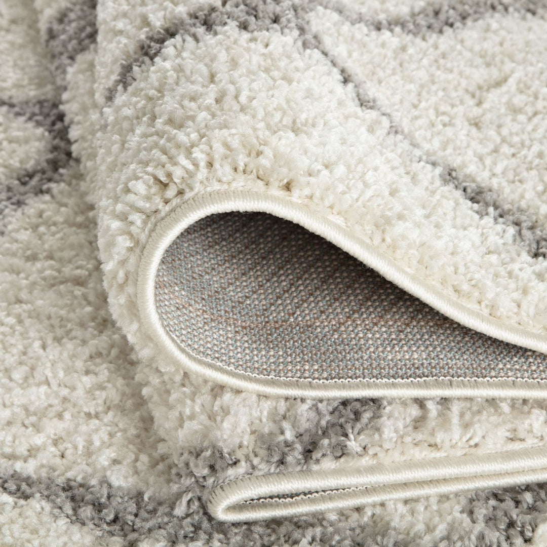 Moroccan Design Thick Shaggy Area Rugs Ivory