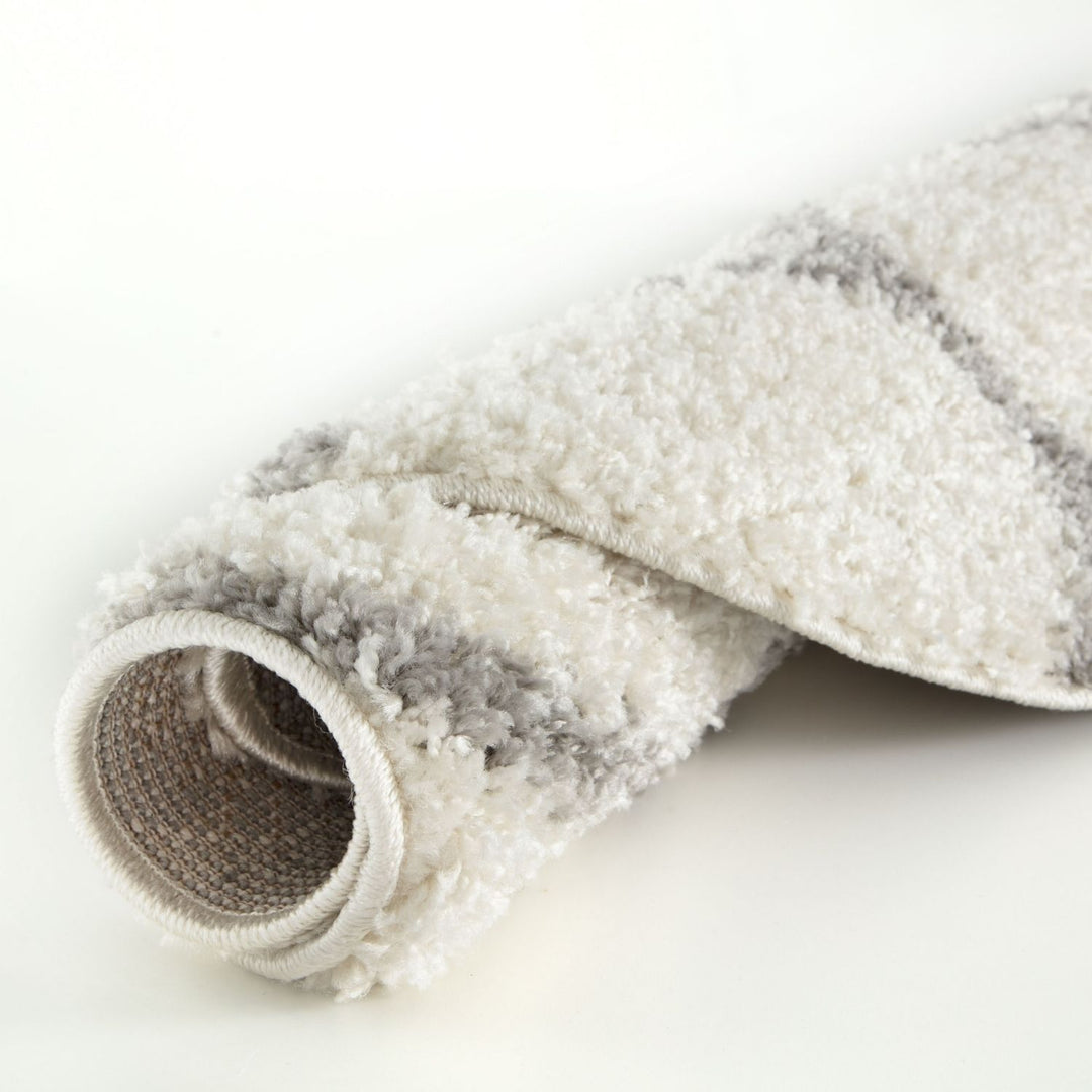 Moroccan Design Thick Shaggy Area Rugs Ivory