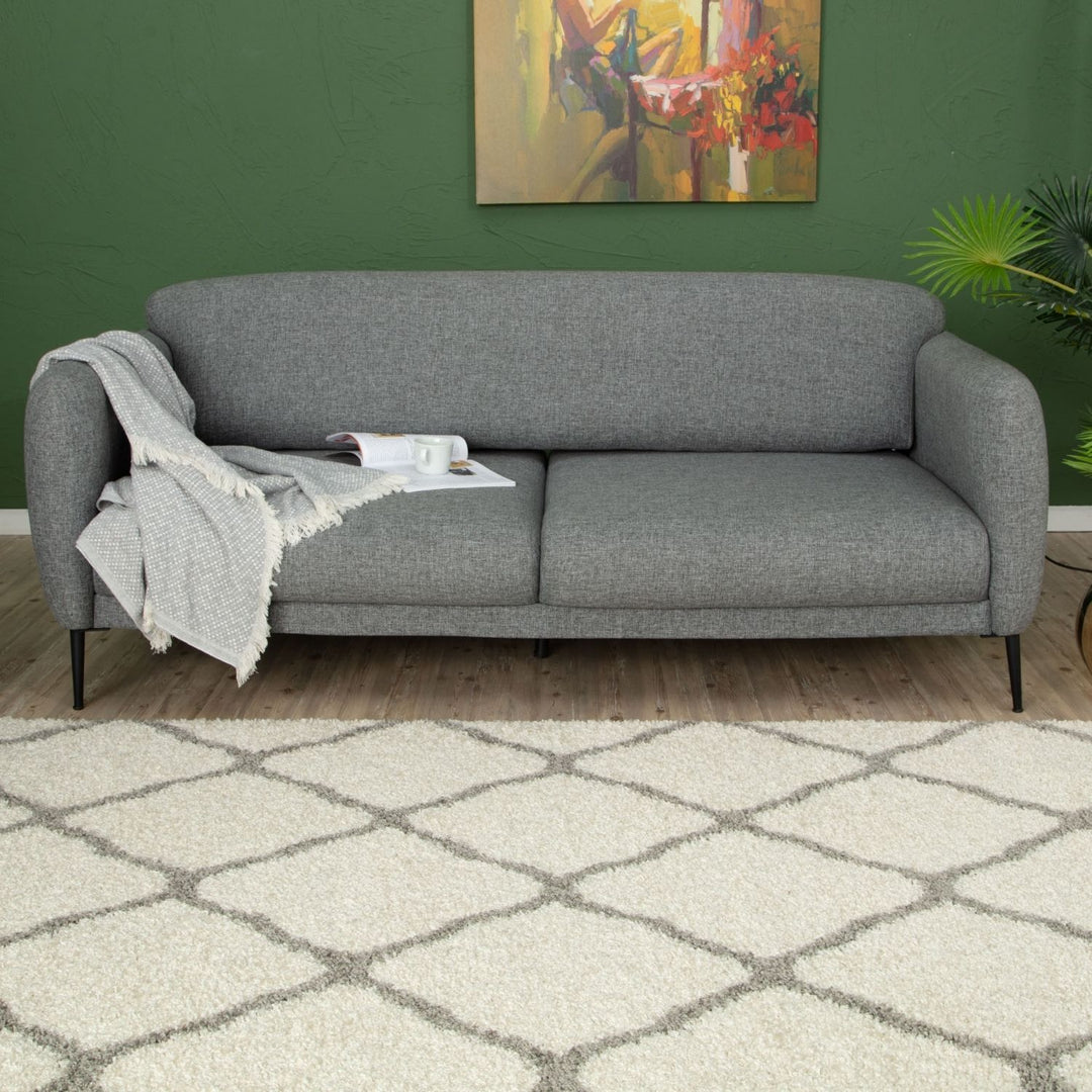 Moroccan Design Thick Shaggy Area Rugs Ivory