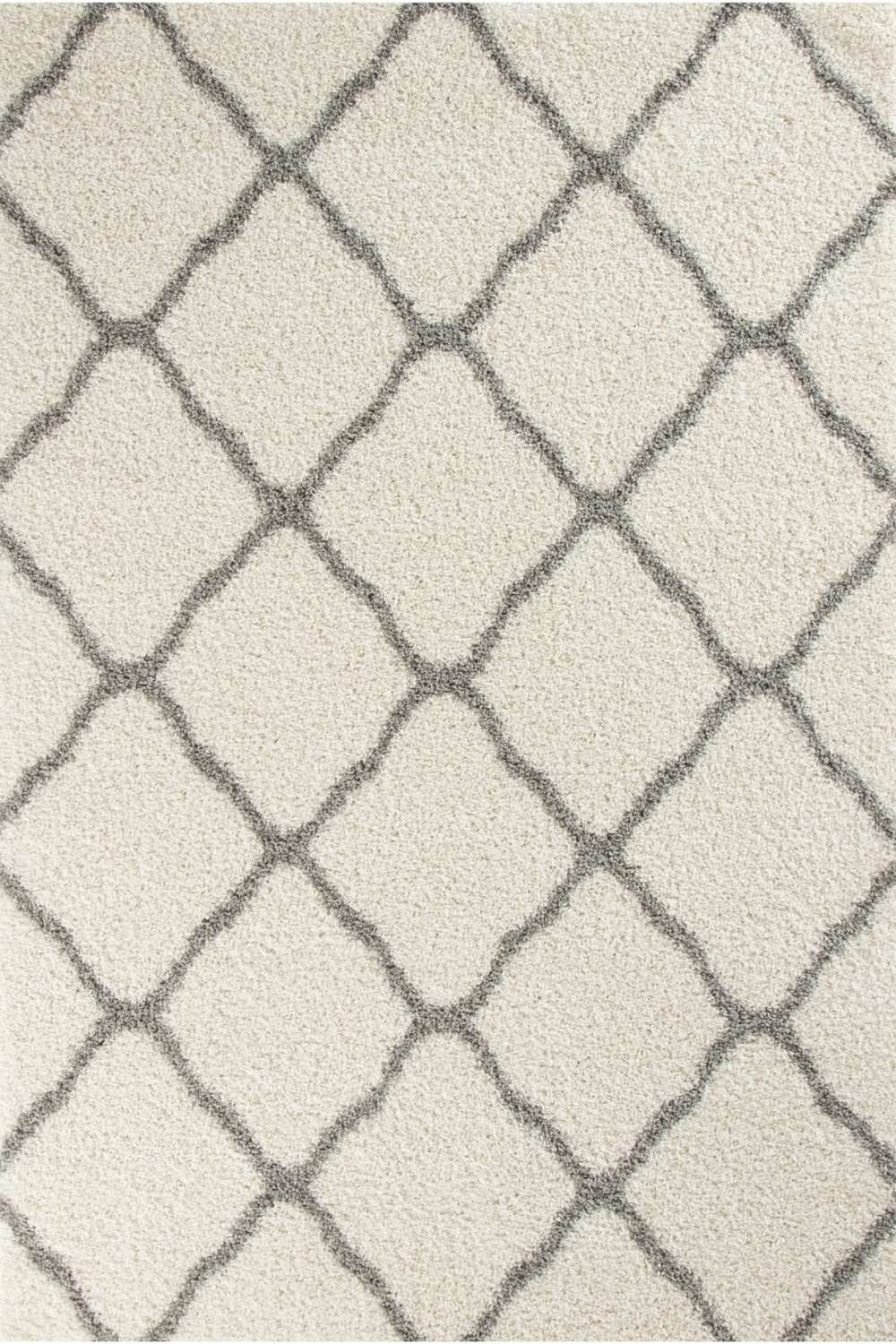 Moroccan Design Thick Shaggy Area Rugs Ivory