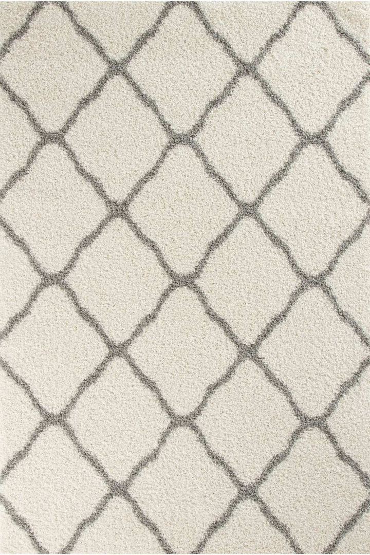 Moroccan Design Thick Shaggy Area Rugs Ivory