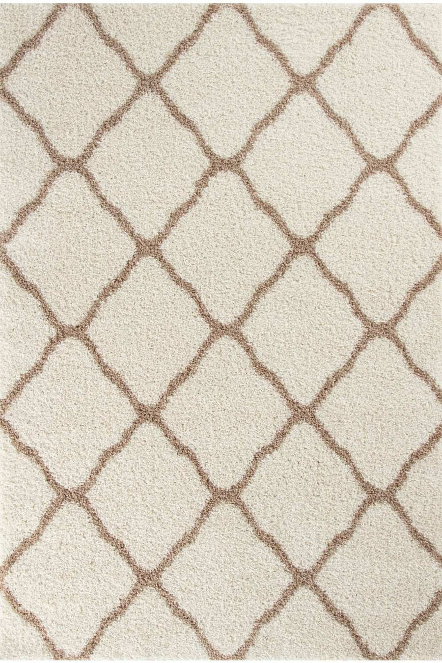 Moroccan Design Thick Shaggy Area Rugs Ivory Beige