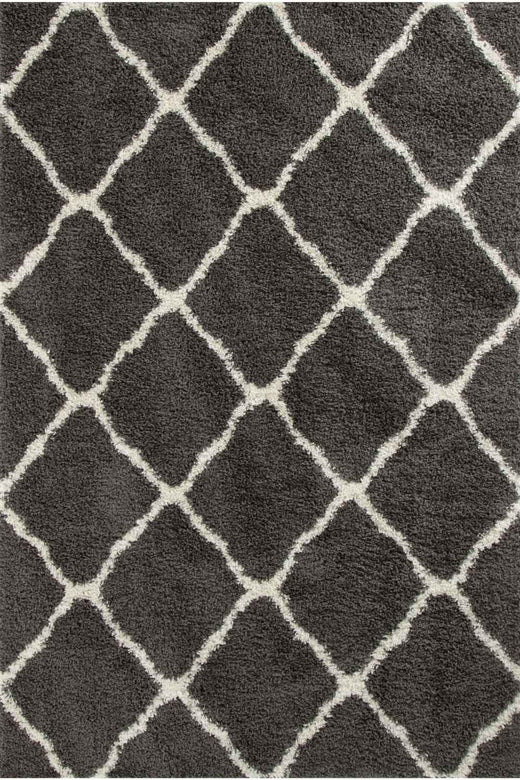 Moroccan Design Thick Shaggy Area Rugs Dark Grey