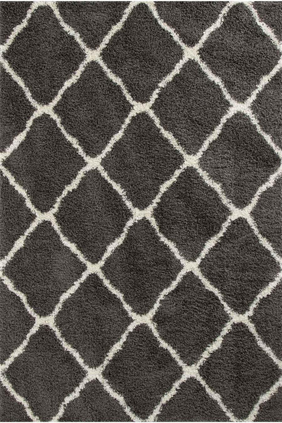 Moroccan Design Thick Shaggy Area Rugs Dark Grey