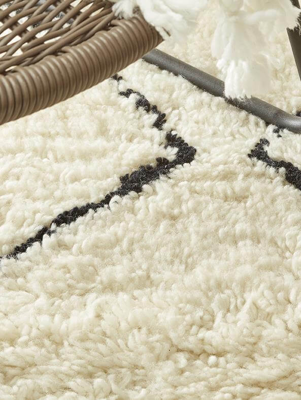 Berber Cream/Black Wool Shaggy Rug – The Rugs