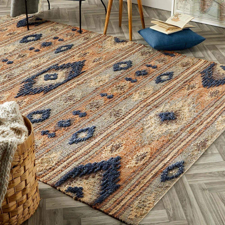 Indio Multicolour Aztec Jute Rug | Handcrafted Tribal Design