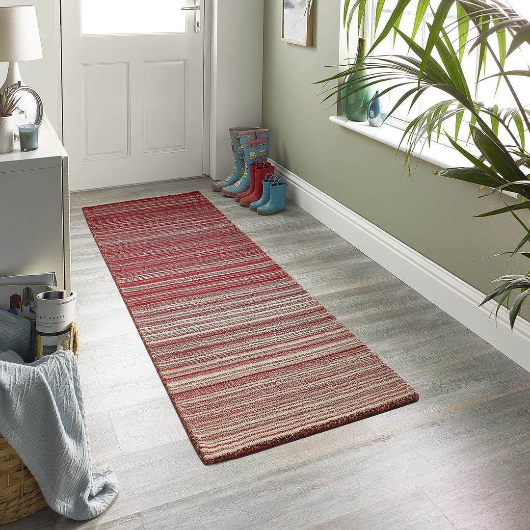 Fine Stripes Red Wool Rug | Sustainable & Stain Resistant