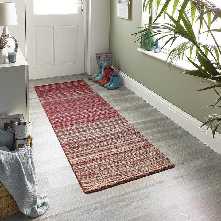 Fine Stripes Red Wool Rug | Sustainable & Stain Resistant