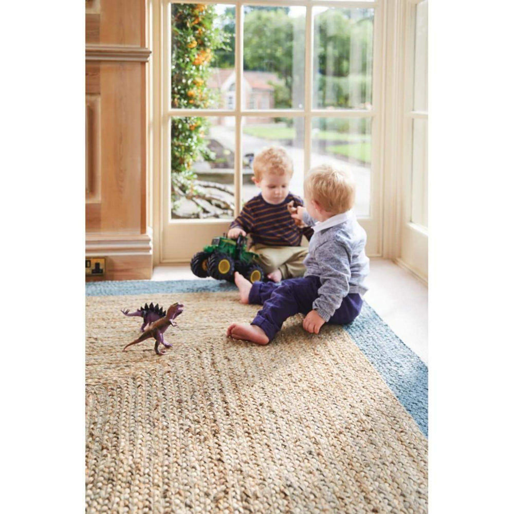 Bordered Duck Egg Blue Jute Rug – The Rugs
