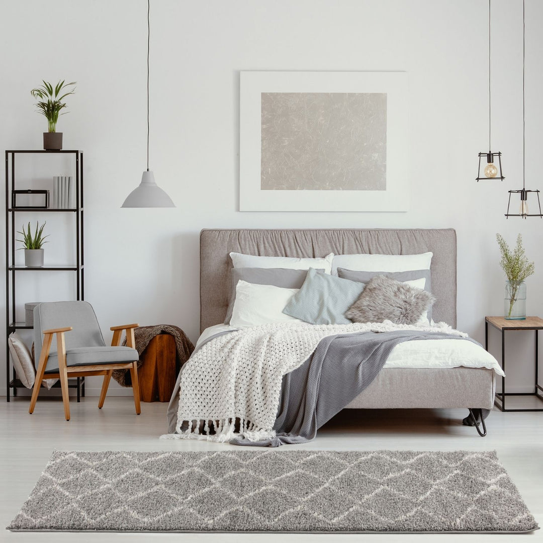 Moroccan Shaggy Grey rug plush rug combines softness, durability