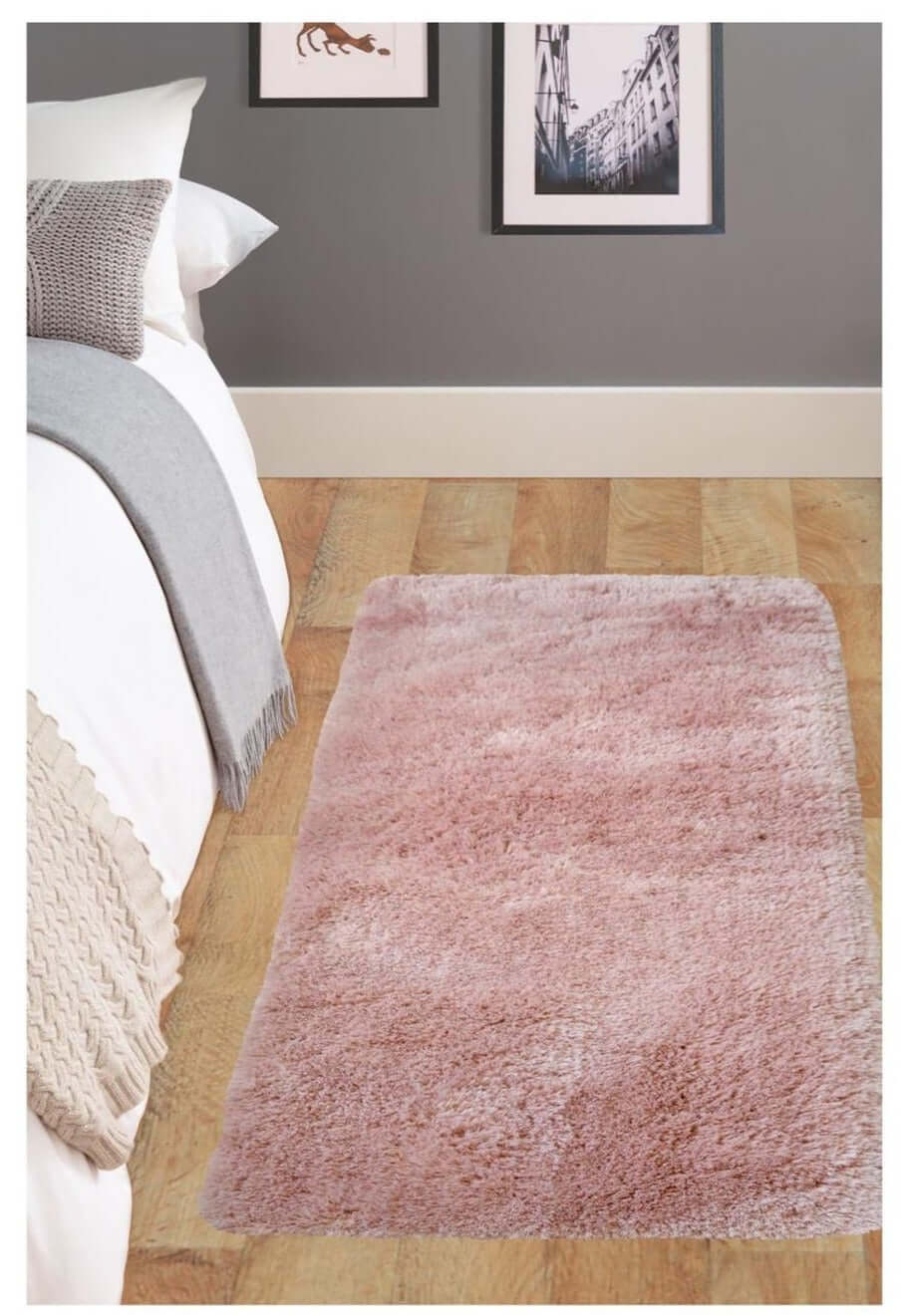 Machine Washable Shaggy Rug Plain Design in Pink – The Rugs
