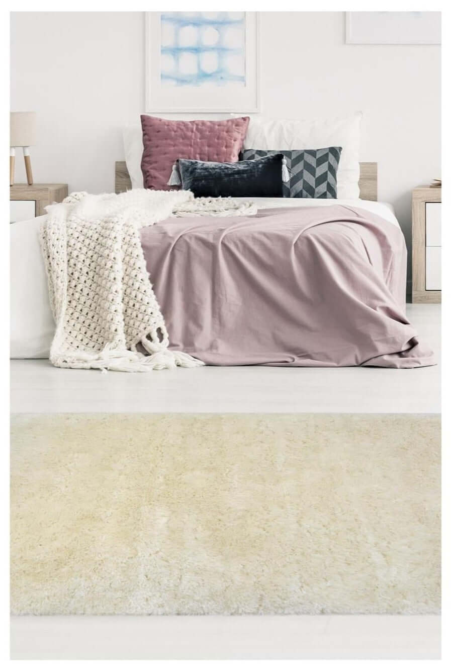 Machine Washable Shaggy Rug Plain Design in White – The Rugs