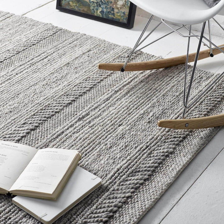 Chunky Natural Grey Knitted Rug | Handwoven Luxury |The Rugs