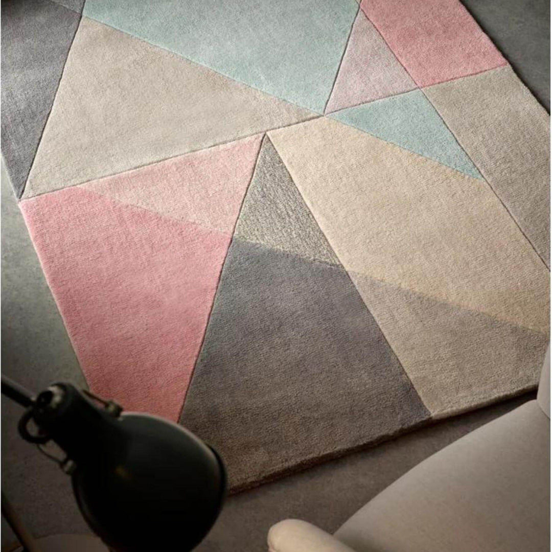 Trio Multi Pastel Geometric Rug |Modern Abstract Floor Decor