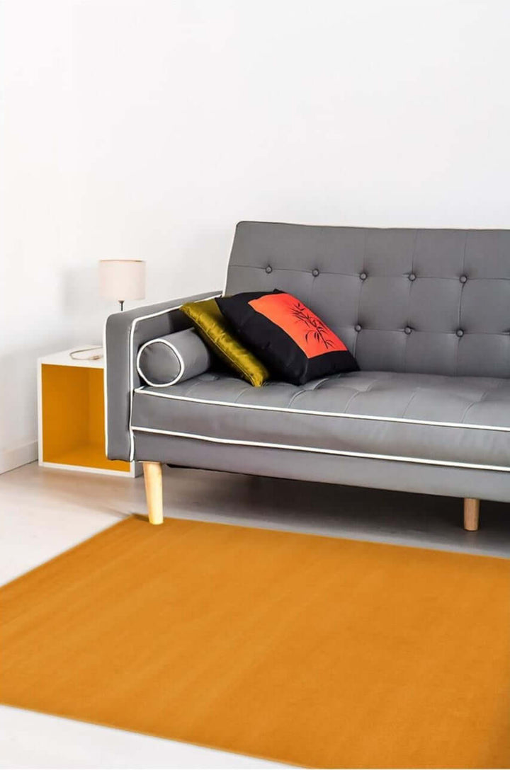 Solid Design Living Room Rug in Ochre – The Rugs