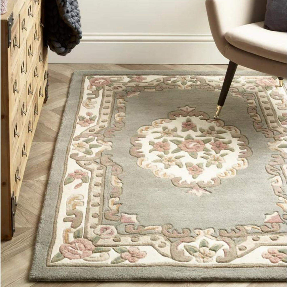 Shensi Grey Medallion Rug | Elegant Hand-Tufted Wool Rugs