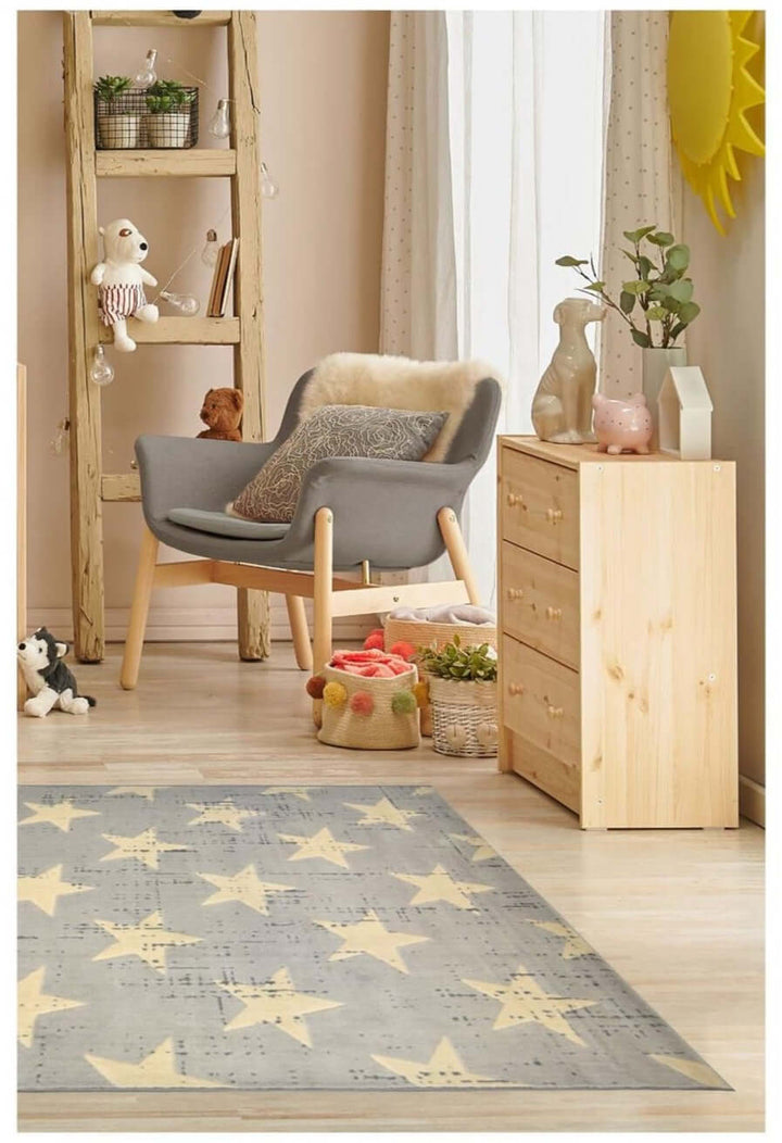 Creation Collection Star Design in Grey & Blue – The Rugs