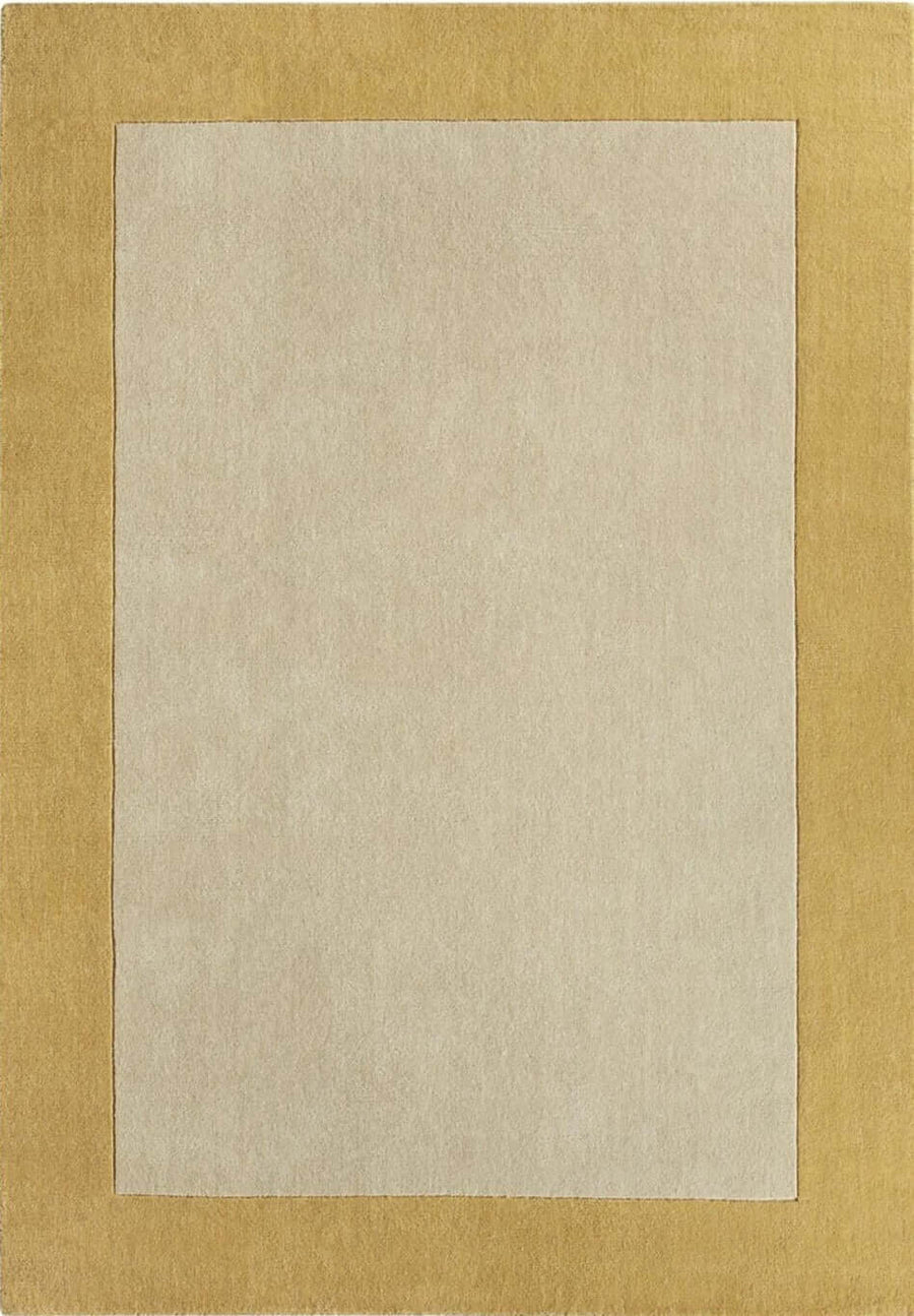 Bordered Ochre Wool Rug | Handcrafted Beauty | The Rugs
