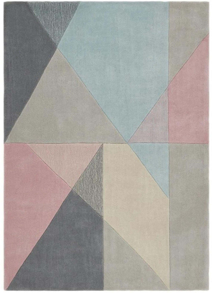 Trio Multi Pastel Geometric Rug |Modern Abstract Floor Decor