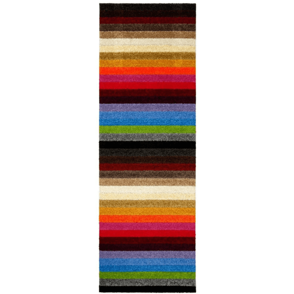 Machine Washable Stripe Design Rug in Rainbow Colours