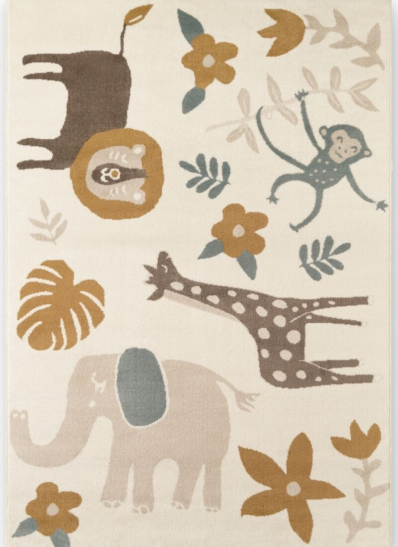 The Rugs Adventures Kids Rug – Animal Safari in Beige