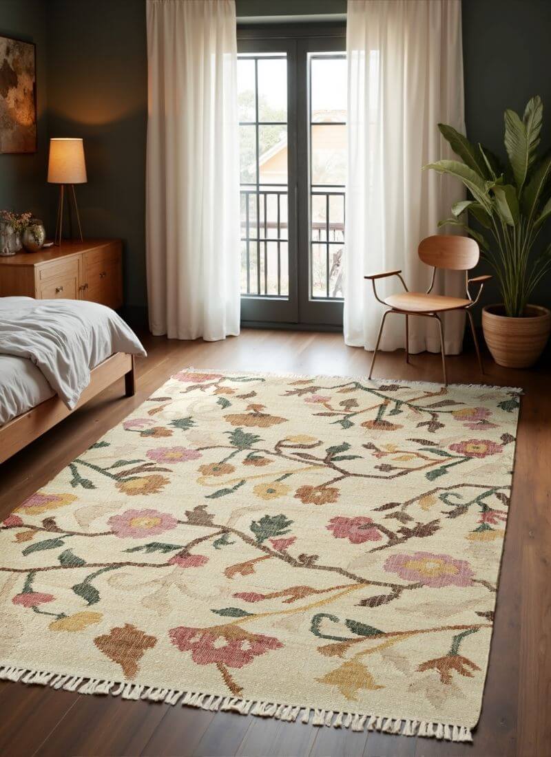 The Rugs Roya Afghan Kelim Rug Violette – Floral Design