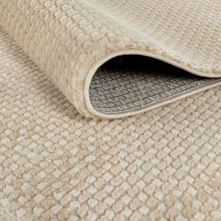 Beige Aura Rug stain-resistant, non-shedding, dots design