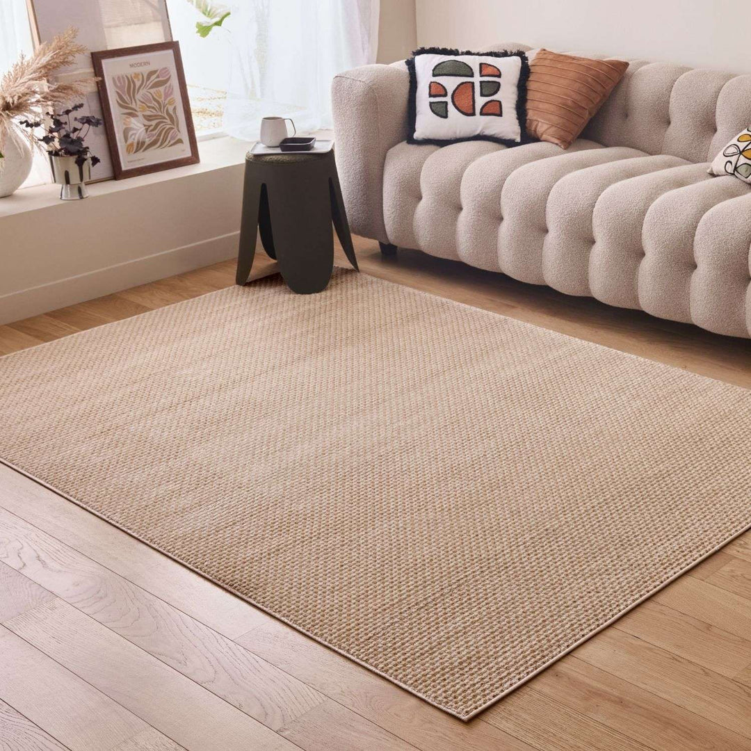 Beige Aura Rug stain-resistant, non-shedding, dots design