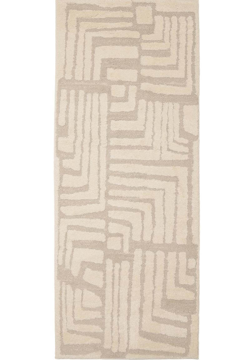 Ava Pave Wave Illusion Rug in cream, featuring an abstract high-low texture design, perfect for modern interior decor.