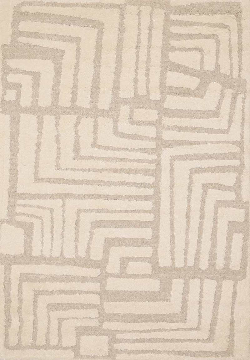 Ava Pave Wave Illusion Rug in cream with abstract geometric design, adding texture and elegance to minimalist interiors.