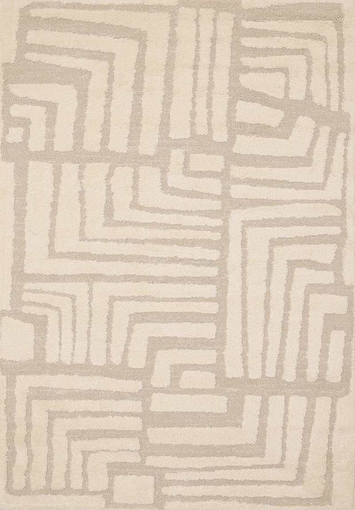 Ava Pave Wave Illusion Rug in cream with abstract geometric design, adding texture and elegance to minimalist interiors.