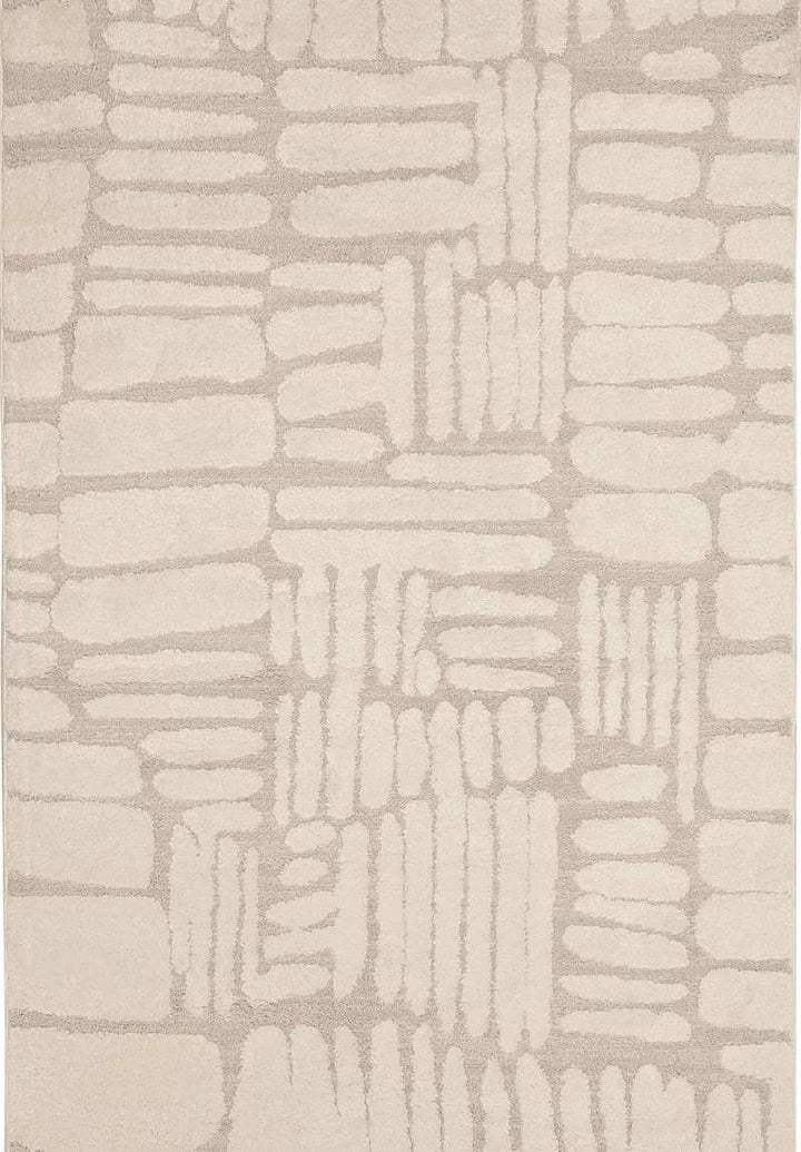 Ava Pave Wave Illusion Rug featuring a contemporary cream abstract design with textured high-low pile.