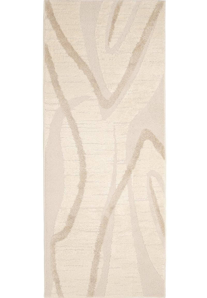 Ava Pave Wave Illusion Rug in cream with abstract design, showcasing high-low pile texture for contemporary interiors.