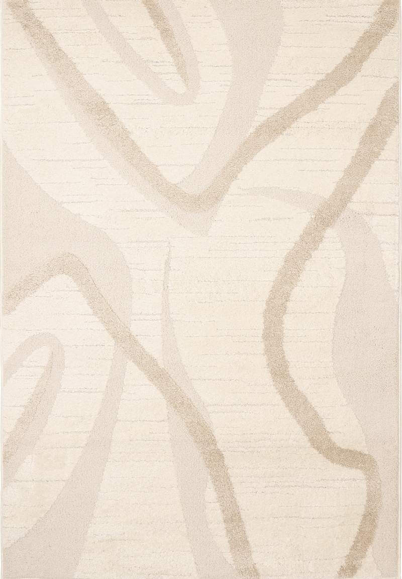 Ava Pave Wave Illusion Rug in cream with abstract high-low pile design, perfect for modern minimalist decor.