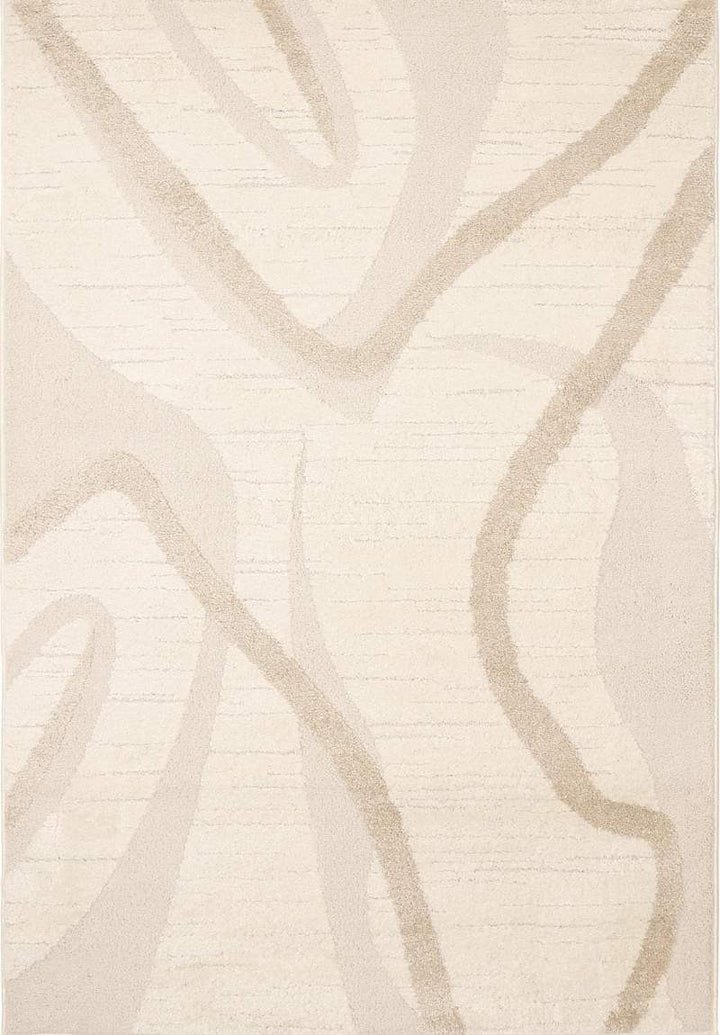 Ava Pave Wave Illusion Rug in cream with abstract high-low pile design, perfect for modern minimalist decor.